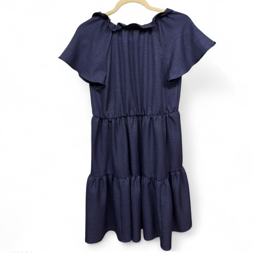 Zoey & Leelo Navy Blue Ruffled Tiered Mini Dress, Size Small - Picture 8 of 8